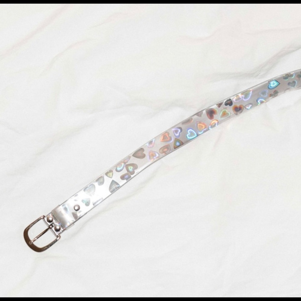 90s PVC vinyl holographic heart belt